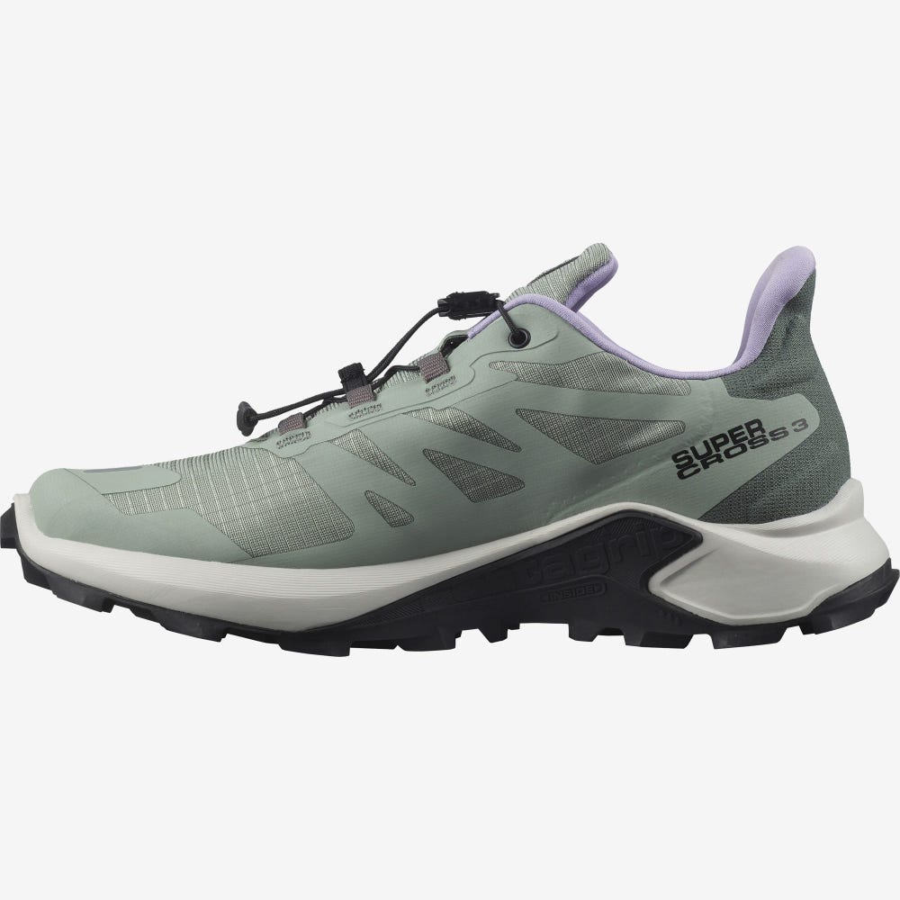 Women's Salomon SUPERCROSS 3 Trail Running Shoes Green/Lavender | DSEJ-89751