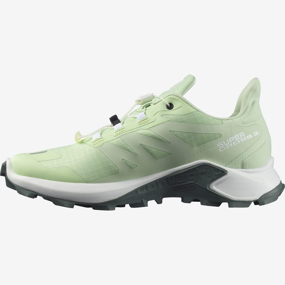 Women's Salomon SUPERCROSS 3 Trail Running Shoes Green/White/Green | JKIC-56304