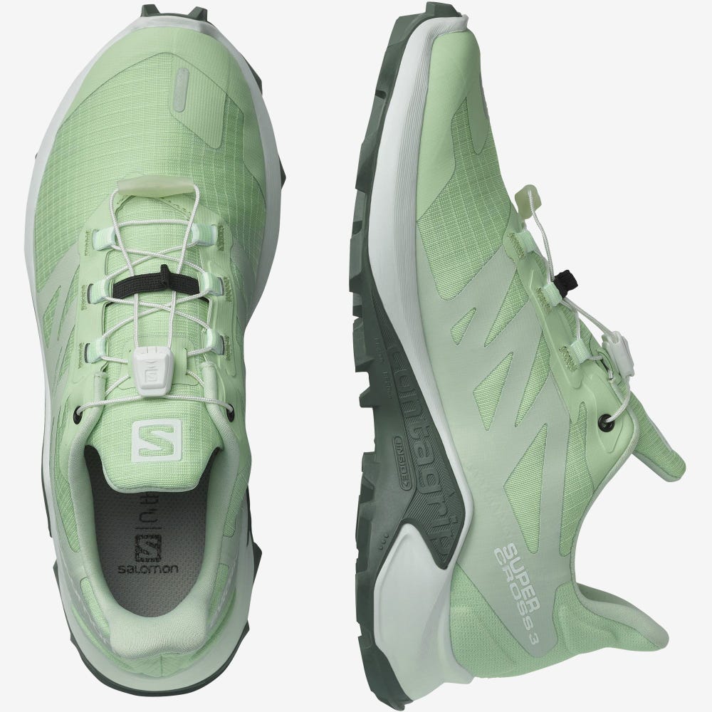 Women's Salomon SUPERCROSS 3 Trail Running Shoes Green/White/Green | JKIC-56304