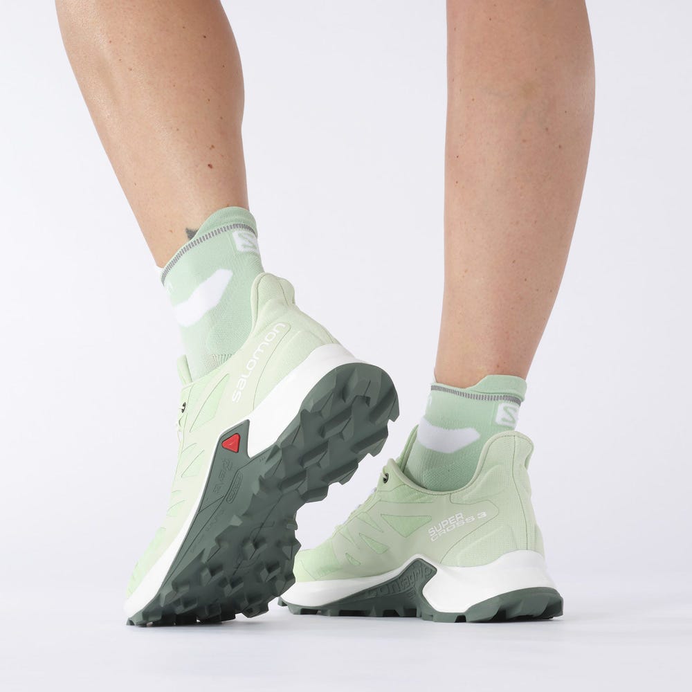 Women's Salomon SUPERCROSS 3 Trail Running Shoes Green/White/Green | JKIC-56304