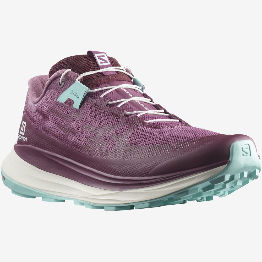 Women's Salomon ULTRA GLIDE Trail Running Shoes Purple/White/Turquoise | LFOW-31495