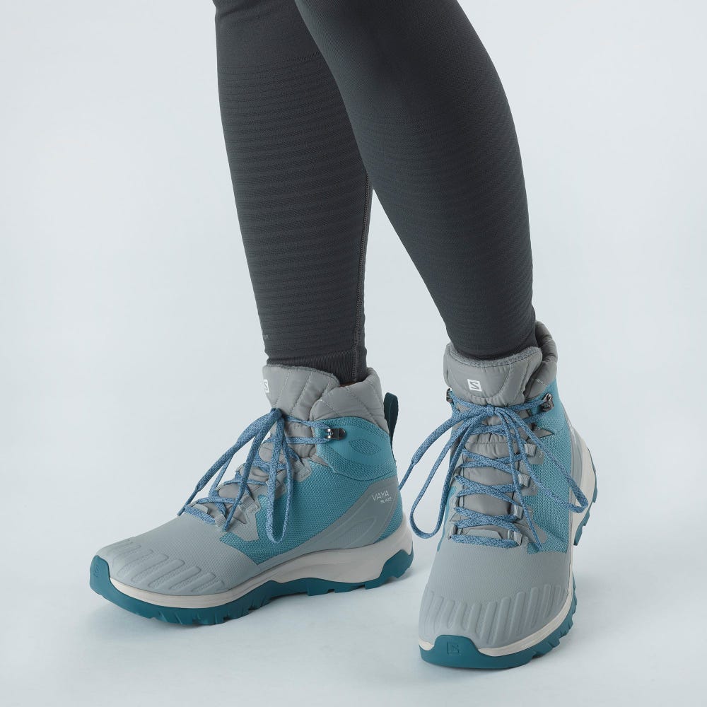 Women's Salomon VAYA BLAZE THINSULATE™ CLIMASALOMON™ WATERPROOF Winter Boots Blue | QBZW-05924