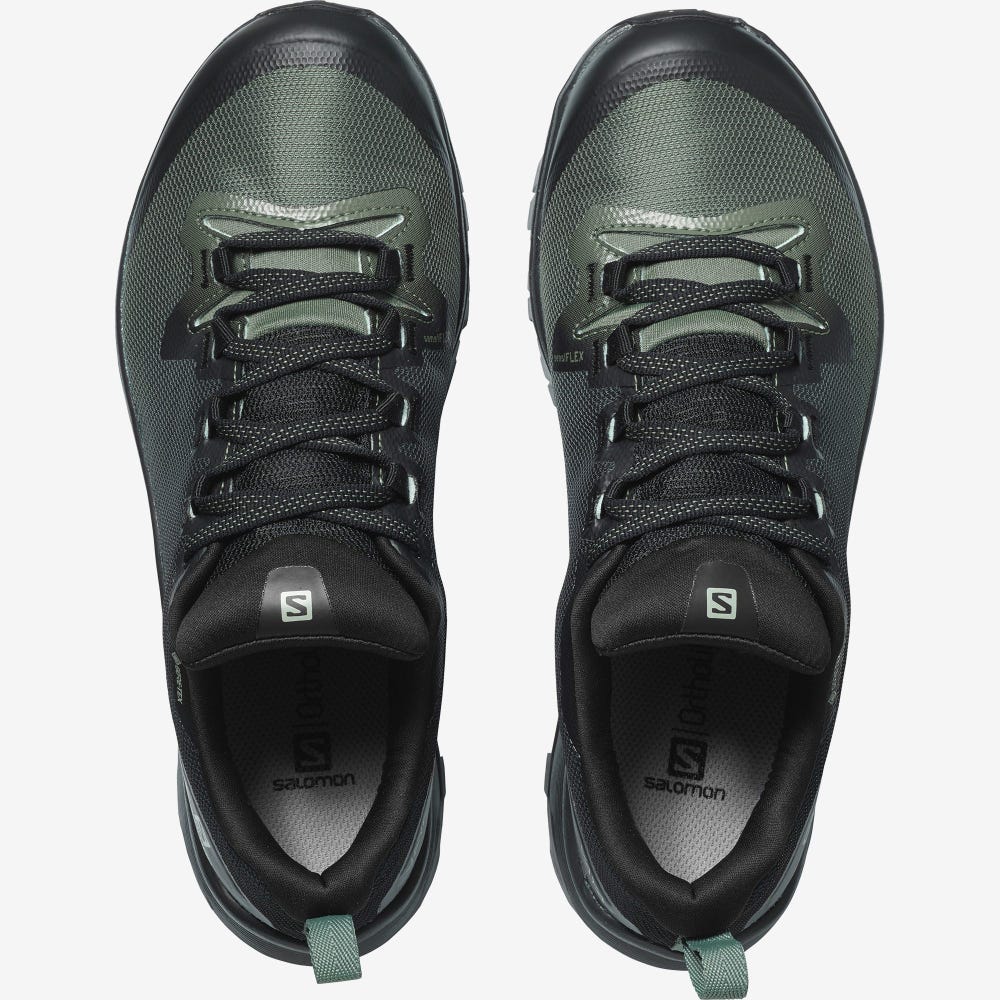 Women's Salomon VAYA GORE-TEX Hiking Shoes Black/Green/Black | UXMK-64352