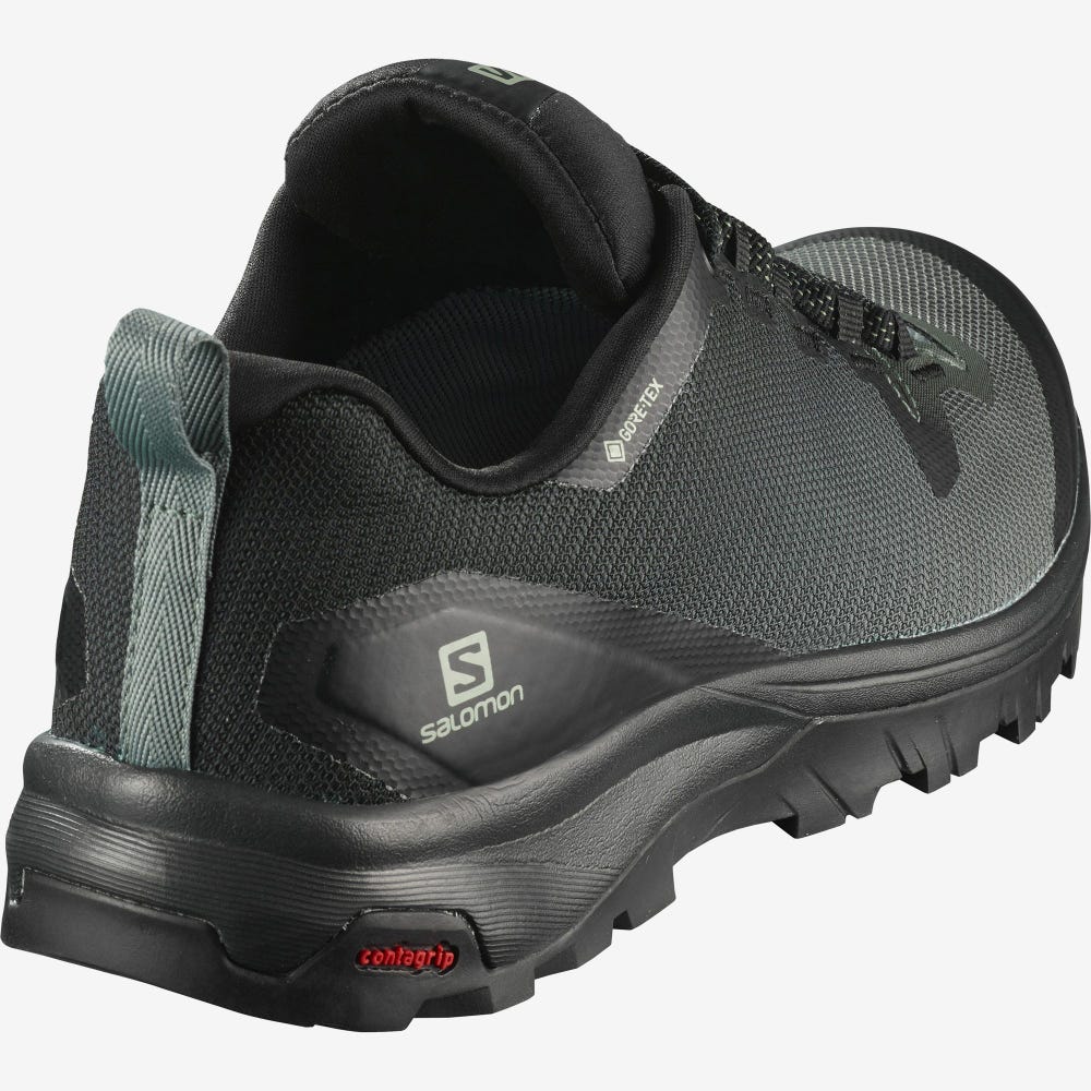 Women's Salomon VAYA GORE-TEX Hiking Shoes Black/Green/Black | UXMK-64352