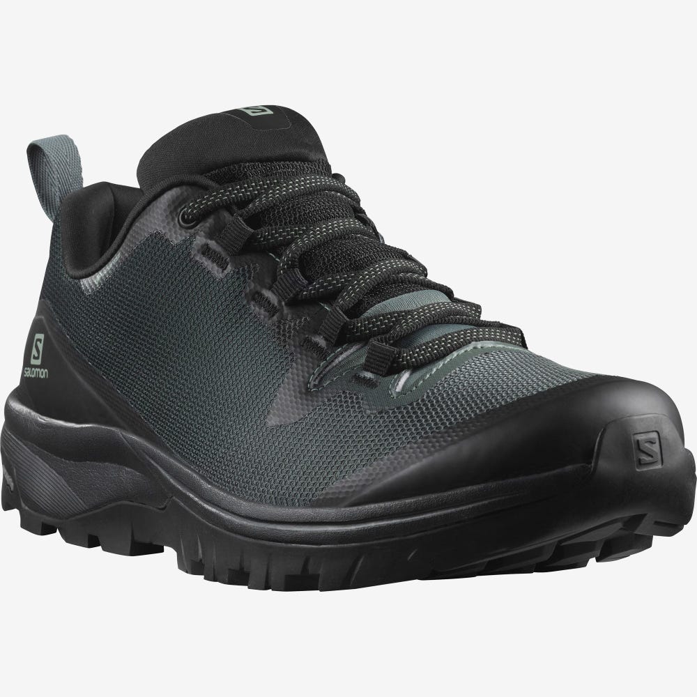 Women's Salomon VAYA GORE-TEX Hiking Shoes Black/Green/Black | UXMK-64352