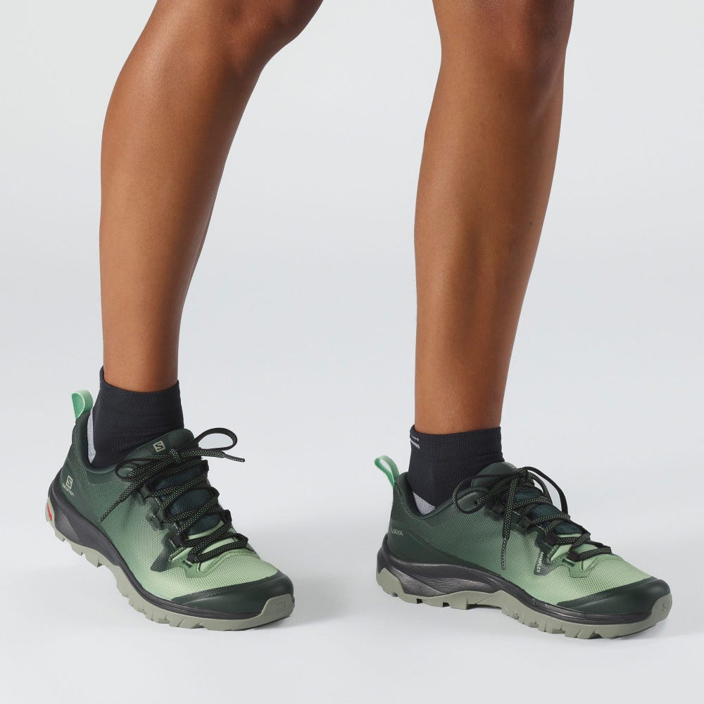 Women's Salomon VAYA Hiking Shoes Green/Grey | QLHB-01249