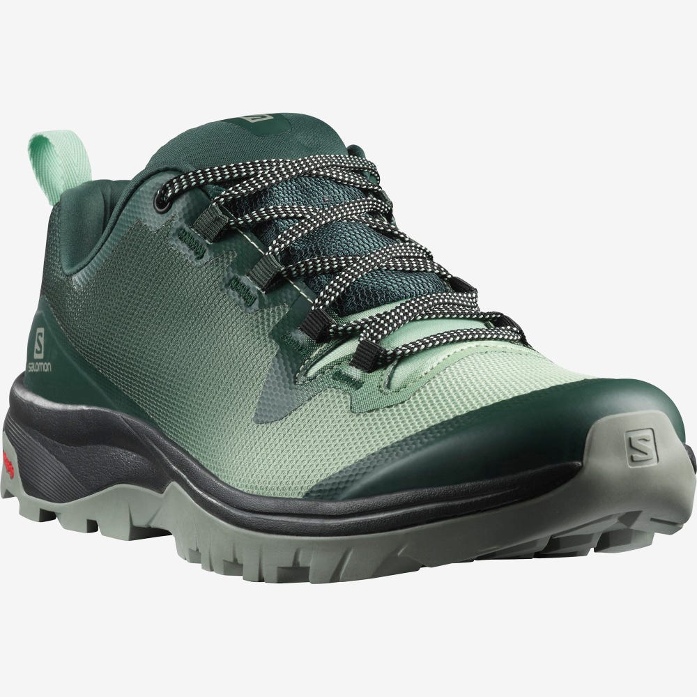 Women's Salomon VAYA Hiking Shoes Green/Grey | QLHB-01249