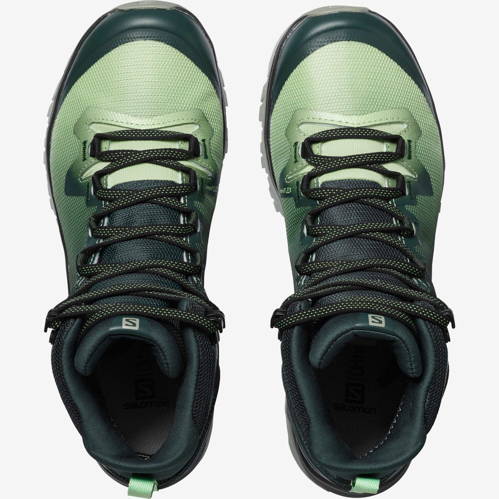Women's Salomon VAYA MID GORE-TEX Hiking Boots Green/Grey | NJCG-90532