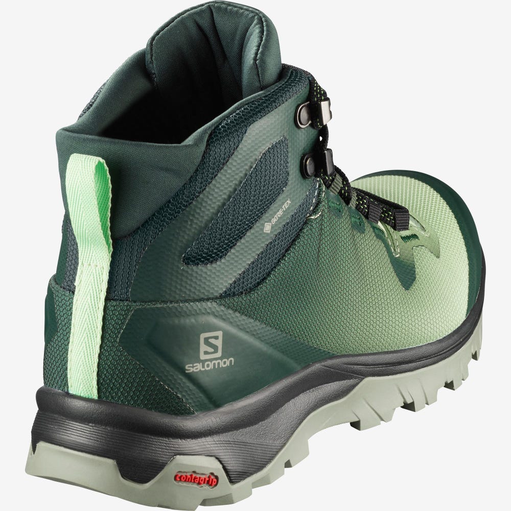 Women's Salomon VAYA MID GORE-TEX Hiking Boots Green/Grey | NJCG-90532