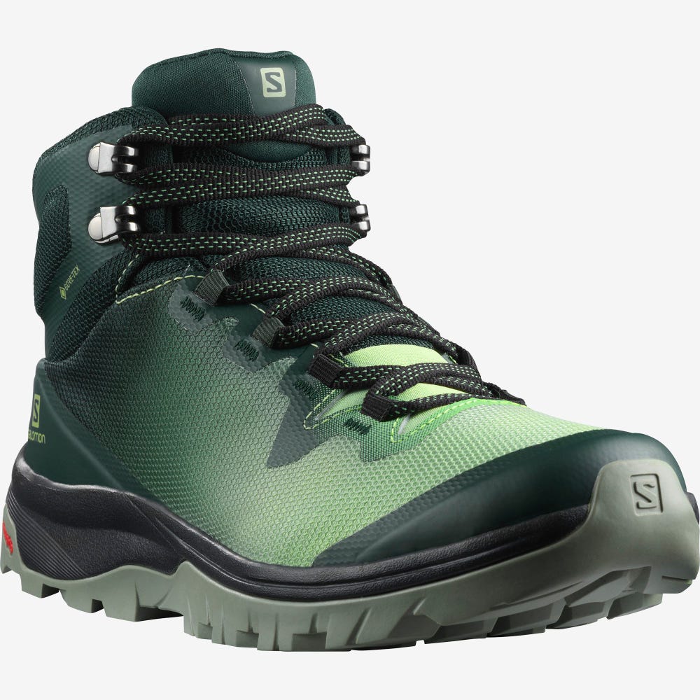 Women's Salomon VAYA MID GORE-TEX Hiking Boots Green/Grey | NJCG-90532