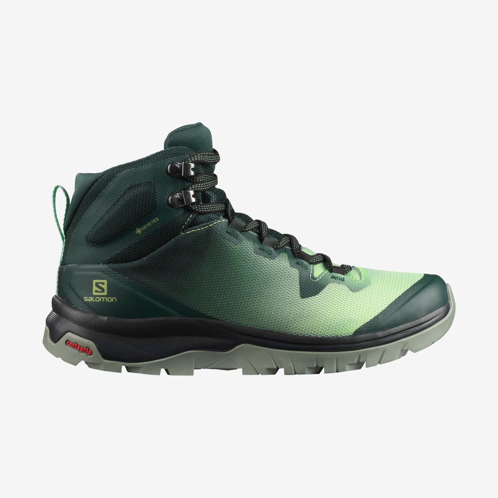 Women\'s Salomon VAYA MID GORE-TEX Hiking Boots Green/Grey | NJCG-90532