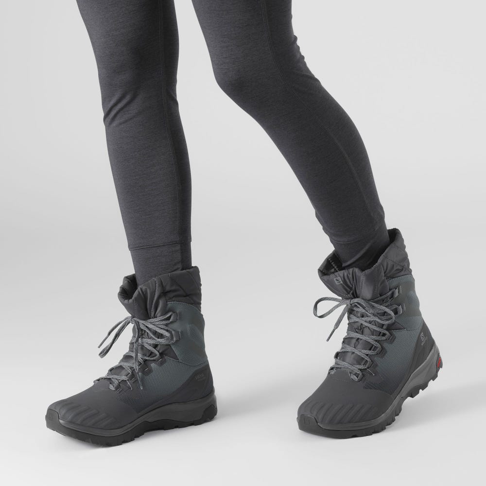 Women's Salomon VAYA POWDER TS CSWP Winter Boots Grey/Black | ABSU-74590