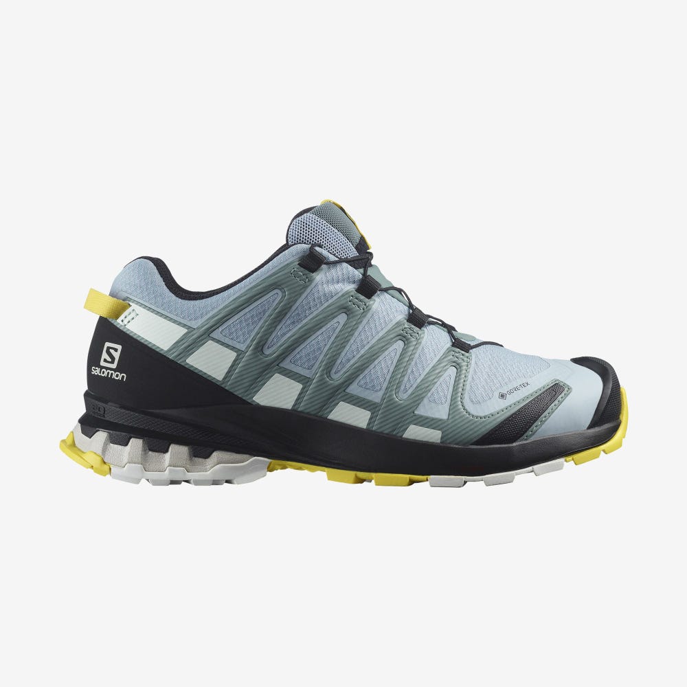 Women\'s Salomon XA PRO 3D v8 GORE-TEX Hiking Shoes Blue/White | DXZU-53618