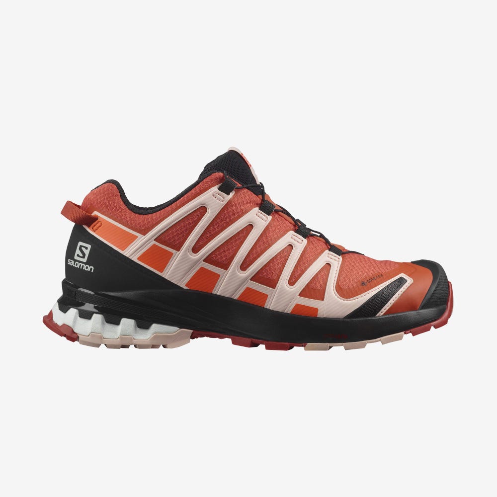 Women\'s Salomon XA PRO 3D v8 GORE-TEX Trail Running Shoes Orange/Red Orange | PNTV-30218