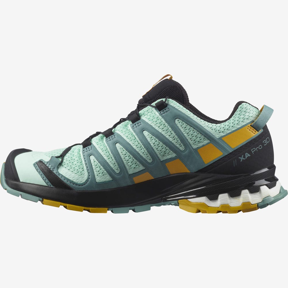 Women's Salomon XA PRO 3D v8 Trail Running Shoes Green | EMCU-25031