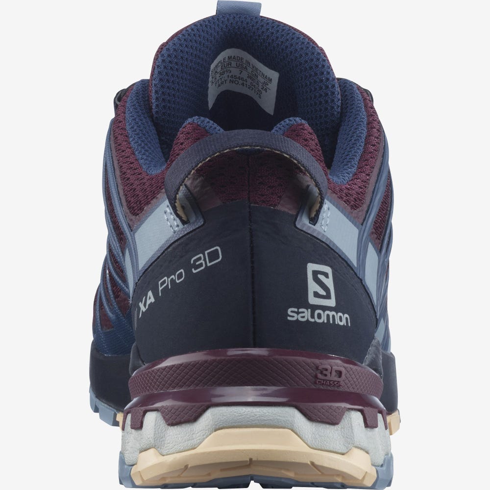 Women's Salomon XA PRO 3D v8 Trail Running Shoes Burgundy/Blue/Cream | JNAE-16794