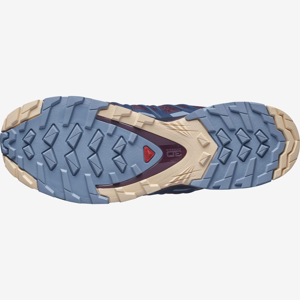 Women's Salomon XA PRO 3D v8 Trail Running Shoes Burgundy/Blue/Cream | JNAE-16794
