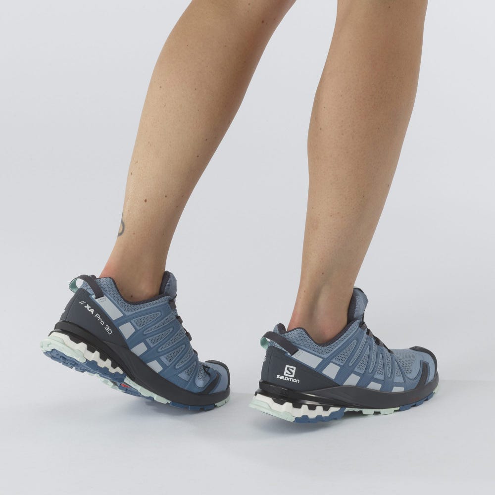 Women's Salomon XA PRO 3D v8 Trail Running Shoes Blue | YGXT-90234