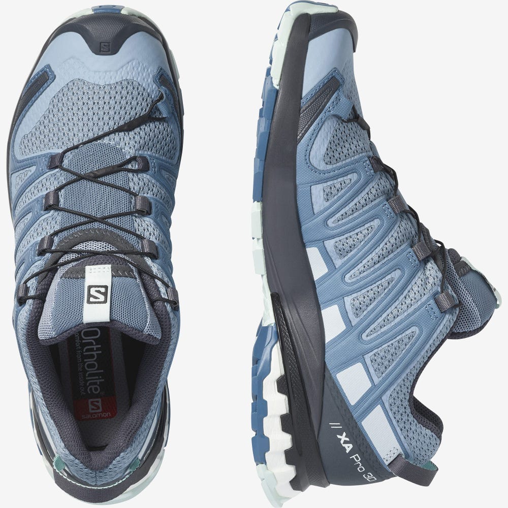Women's Salomon XA PRO 3D v8 Trail Running Shoes Blue | YGXT-90234