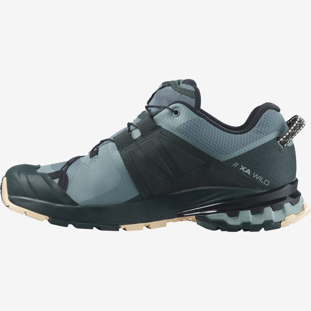 Women's Salomon XA WILD Trail Running Shoes Blue/Green/Cream | BLCE-07839