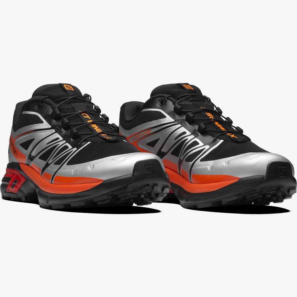 Women's Salomon XT-WINGS 2 Sneakers Black/Silver/Orange | GQBO-94713