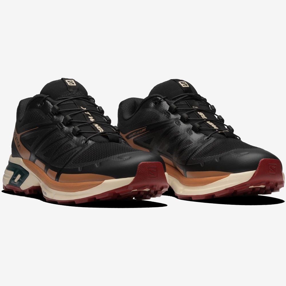 Women's Salomon XT-WINGS 2 Sneakers Black/Brown/Deep Green | RKHL-03856