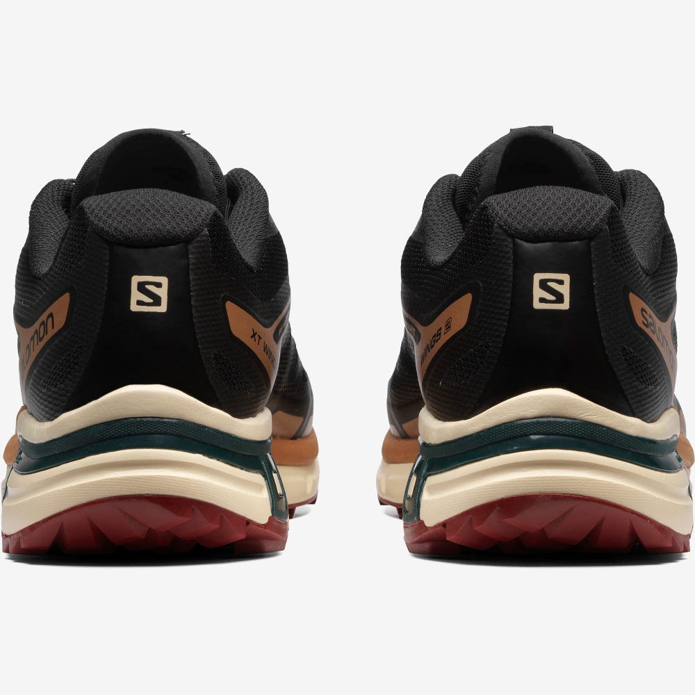 Women's Salomon XT-WINGS 2 Sneakers Black/Brown/Deep Green | RKHL-03856