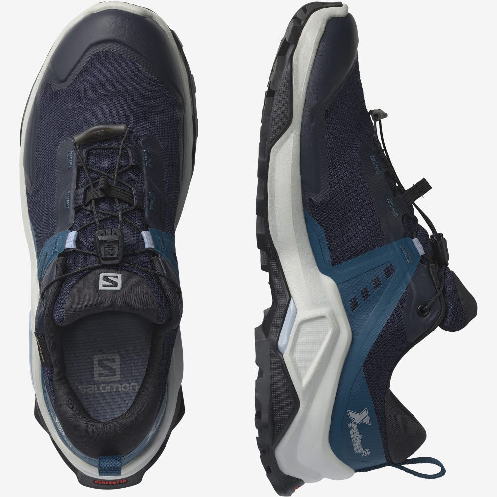 Women's Salomon X RAISE 2 GORE-TEX Hiking Shoes Navy/Blue | AQYO-51428