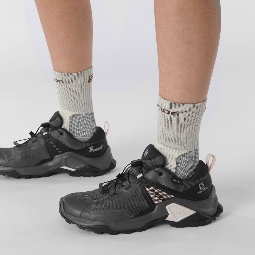 Women's Salomon X RAISE 2 GORE-TEX Hiking Shoes Grey/Black | WBZK-09762