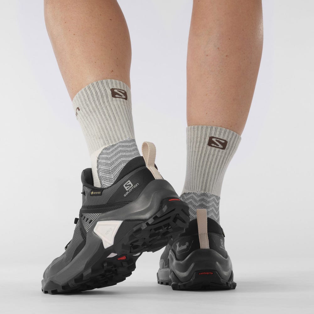 Women's Salomon X RAISE 2 GORE-TEX Hiking Shoes Grey/Black | WBZK-09762