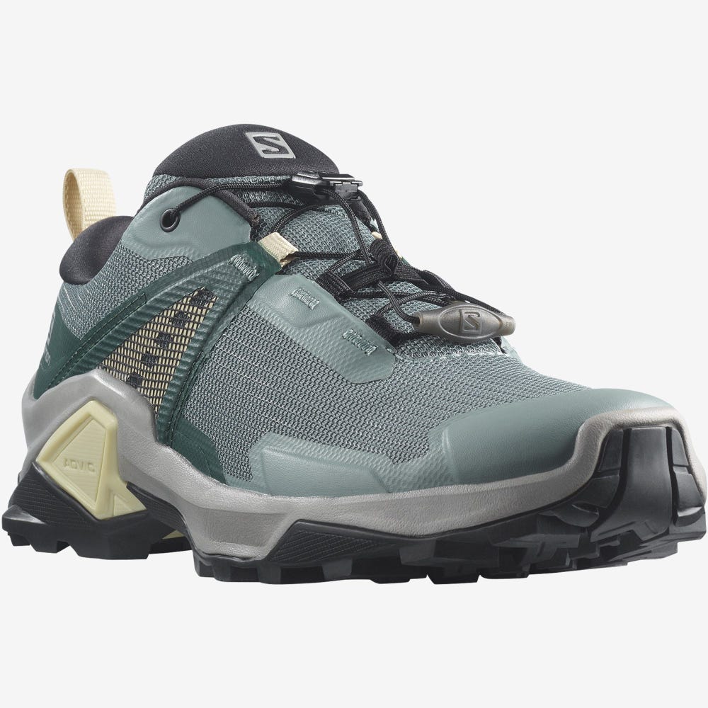 Women's Salomon X RAISE 2 Hiking Shoes Blue/Deep Green | SHUT-26794