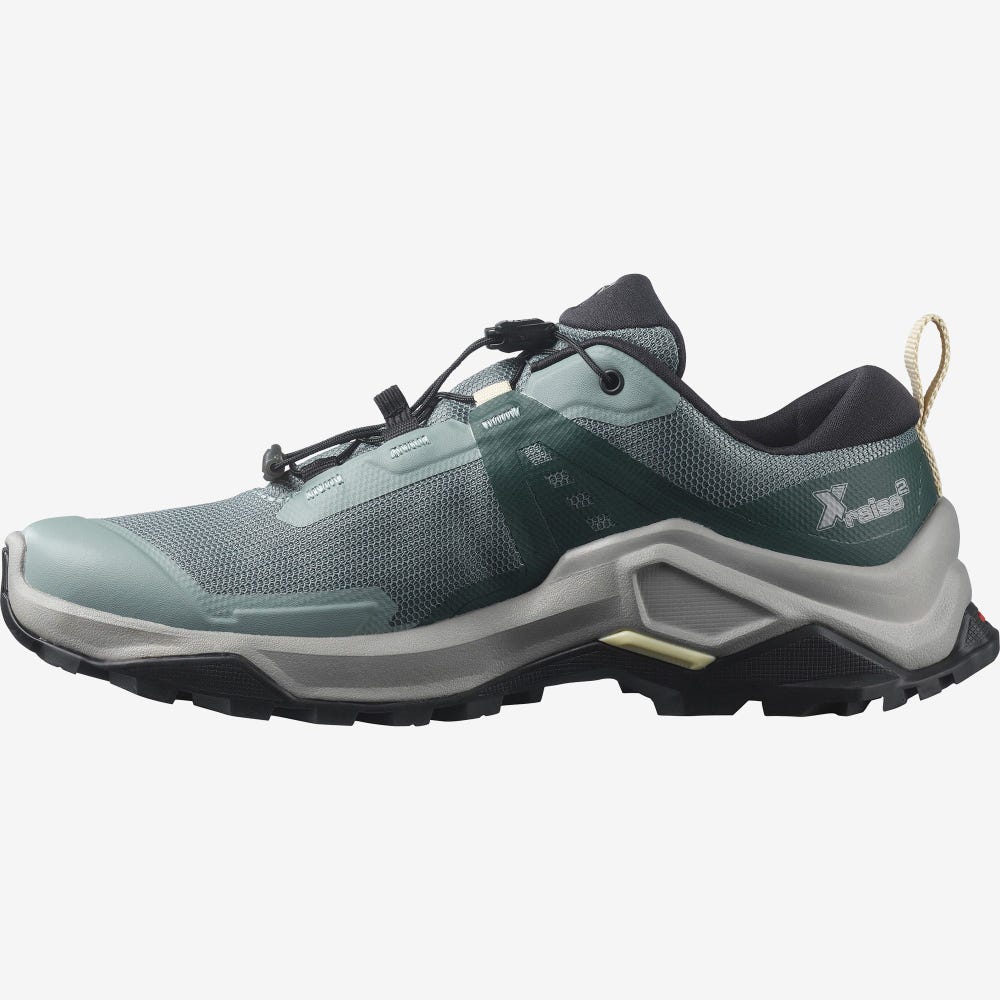 Women's Salomon X RAISE 2 Hiking Shoes Blue/Deep Green | SHUT-26794