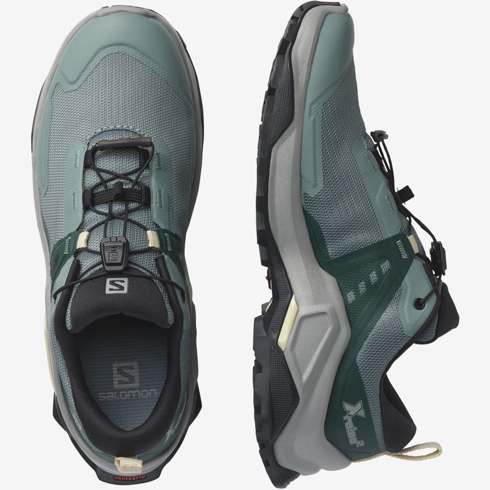 Women's Salomon X RAISE 2 Hiking Shoes Blue/Deep Green | SHUT-26794