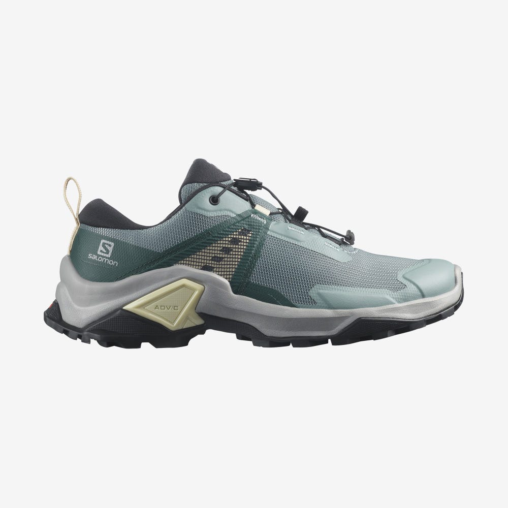 Women\'s Salomon X RAISE 2 Hiking Shoes Blue/Deep Green | SHUT-26794