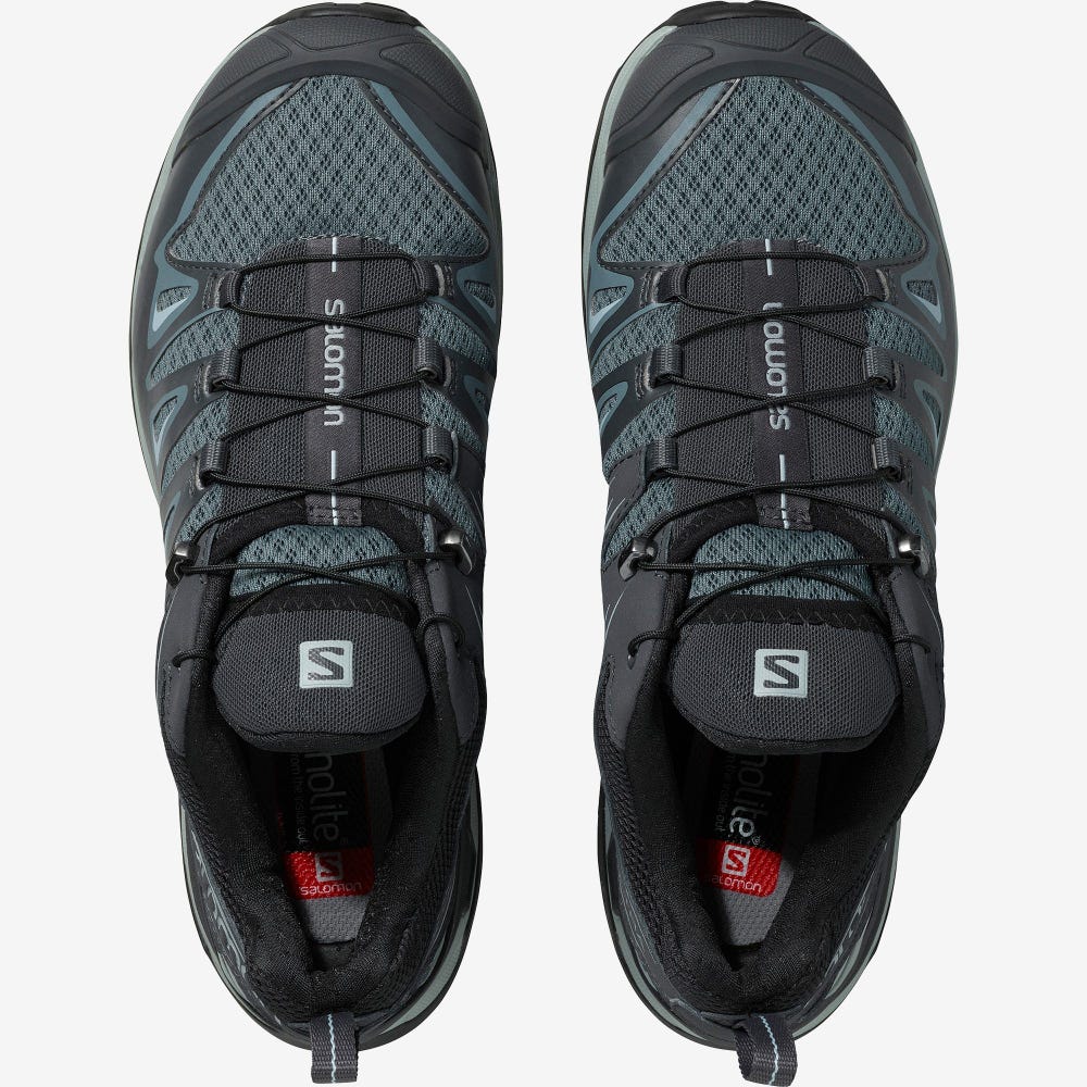 Women's Salomon X ULTRA 3 Hiking Shoes Grey/Blue | EKWG-89356