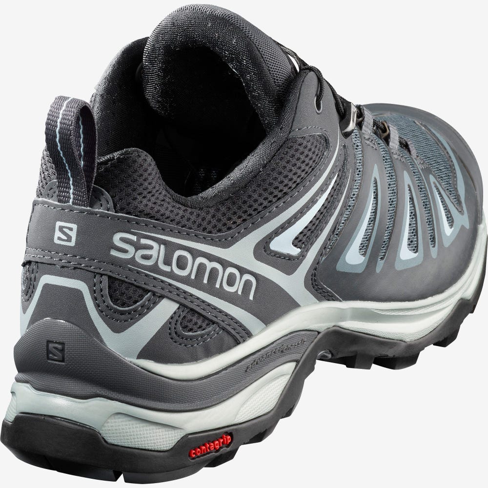 Women's Salomon X ULTRA 3 Hiking Shoes Grey/Blue | EKWG-89356