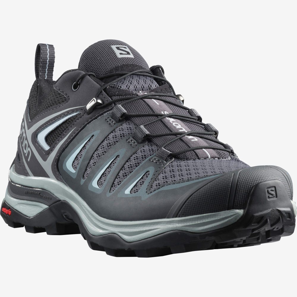 Women's Salomon X ULTRA 3 Hiking Shoes Grey/Blue | EKWG-89356