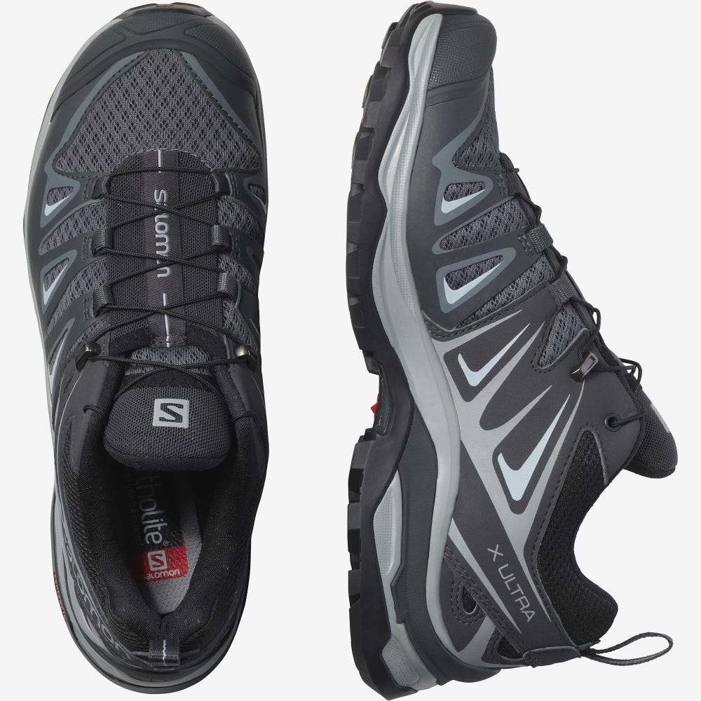 Women's Salomon X ULTRA 3 Hiking Shoes Grey/Blue | EKWG-89356