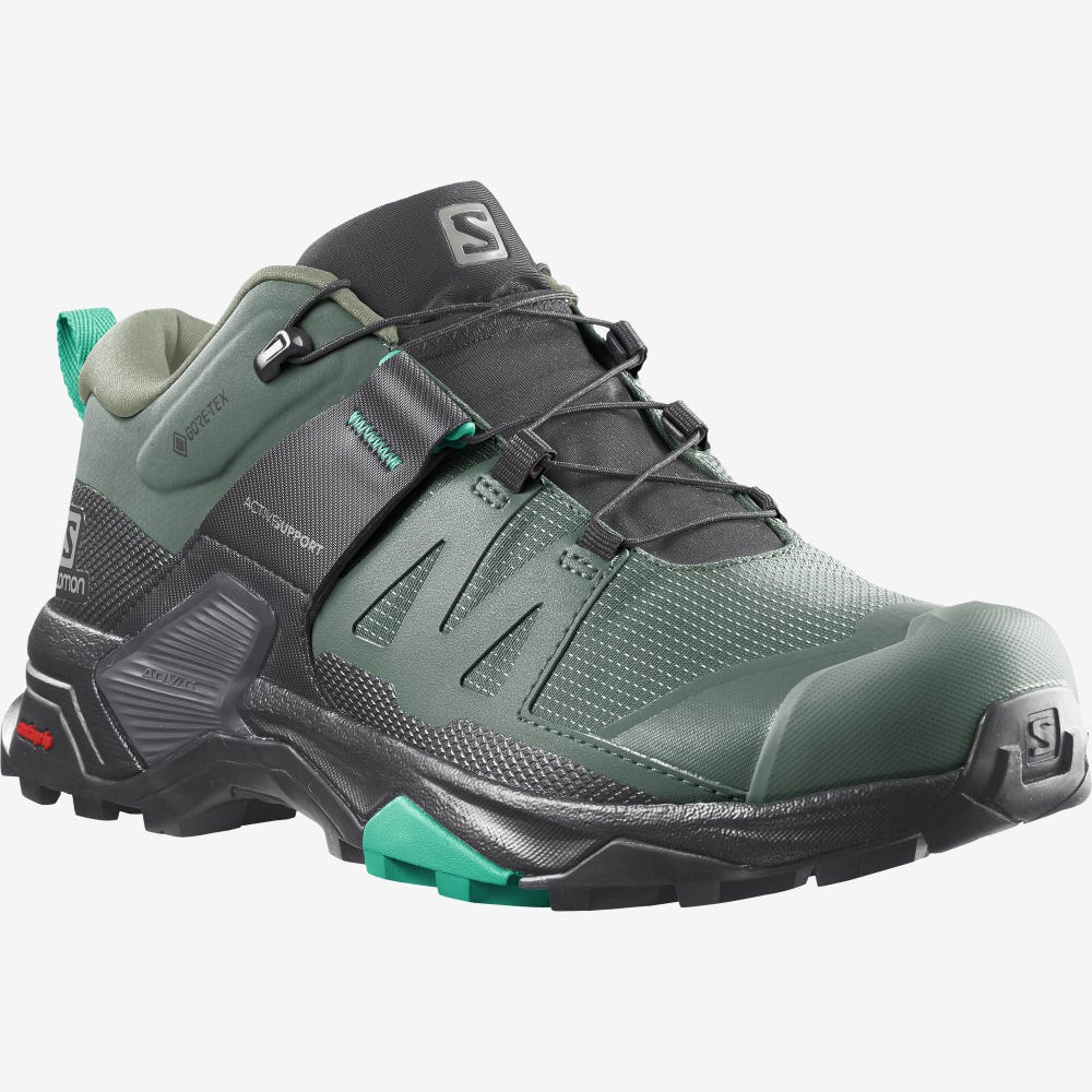 Women's Salomon X ULTRA 4 GORE-TEX Hiking Shoes Green/Black/Mint | XDRP-98013
