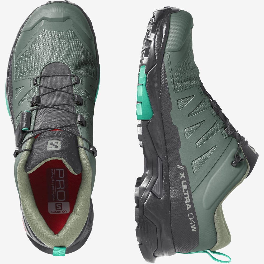 Women's Salomon X ULTRA 4 GORE-TEX Hiking Shoes Green/Black/Mint | XDRP-98013