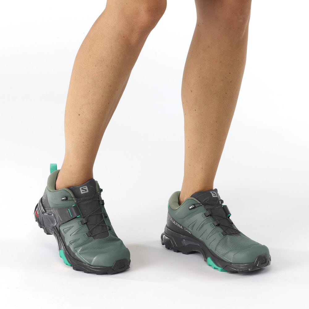 Women's Salomon X ULTRA 4 GORE-TEX Hiking Shoes Green/Black/Mint | XDRP-98013