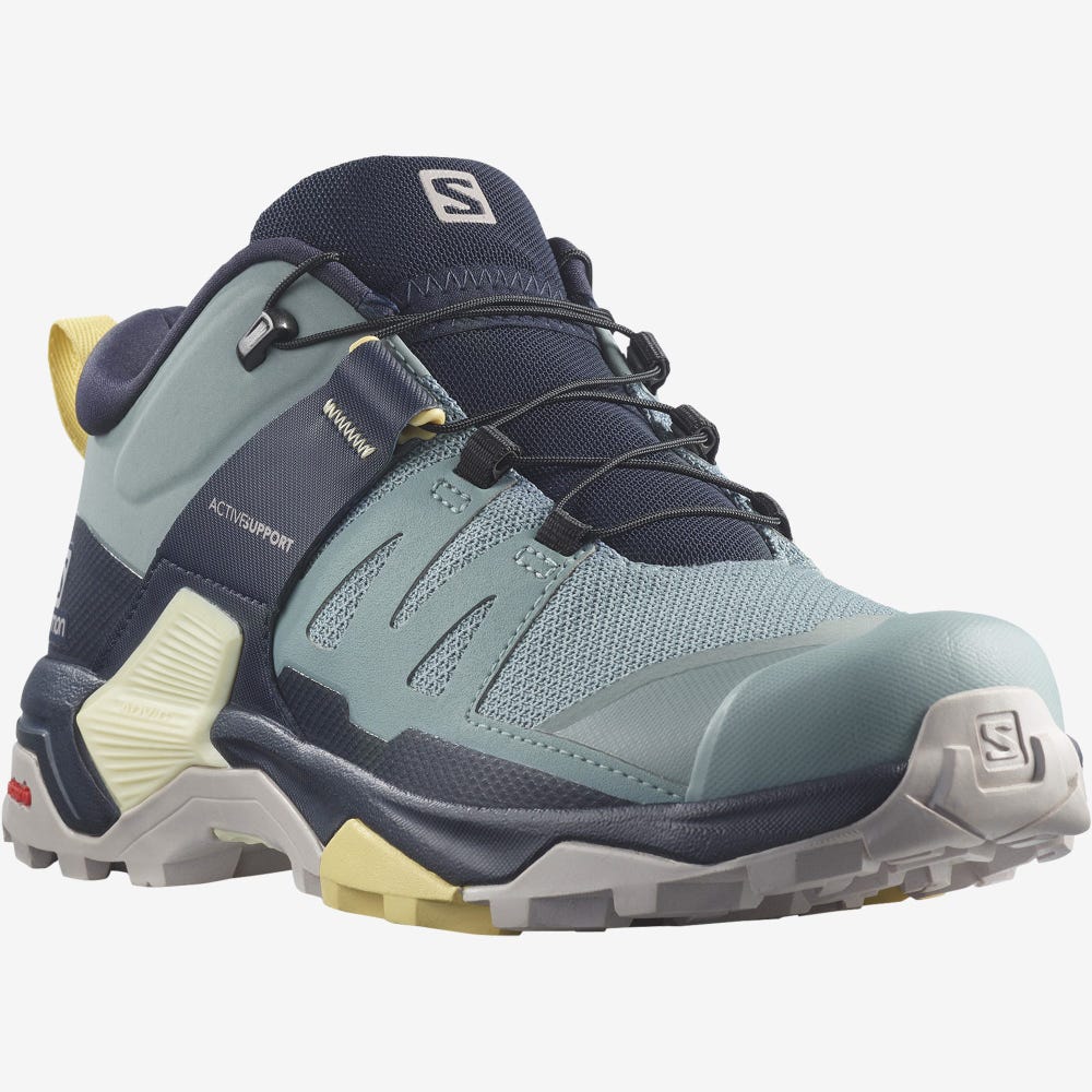 Women's Salomon X ULTRA 4 Hiking Shoes Blue/Orange | TLAM-16058