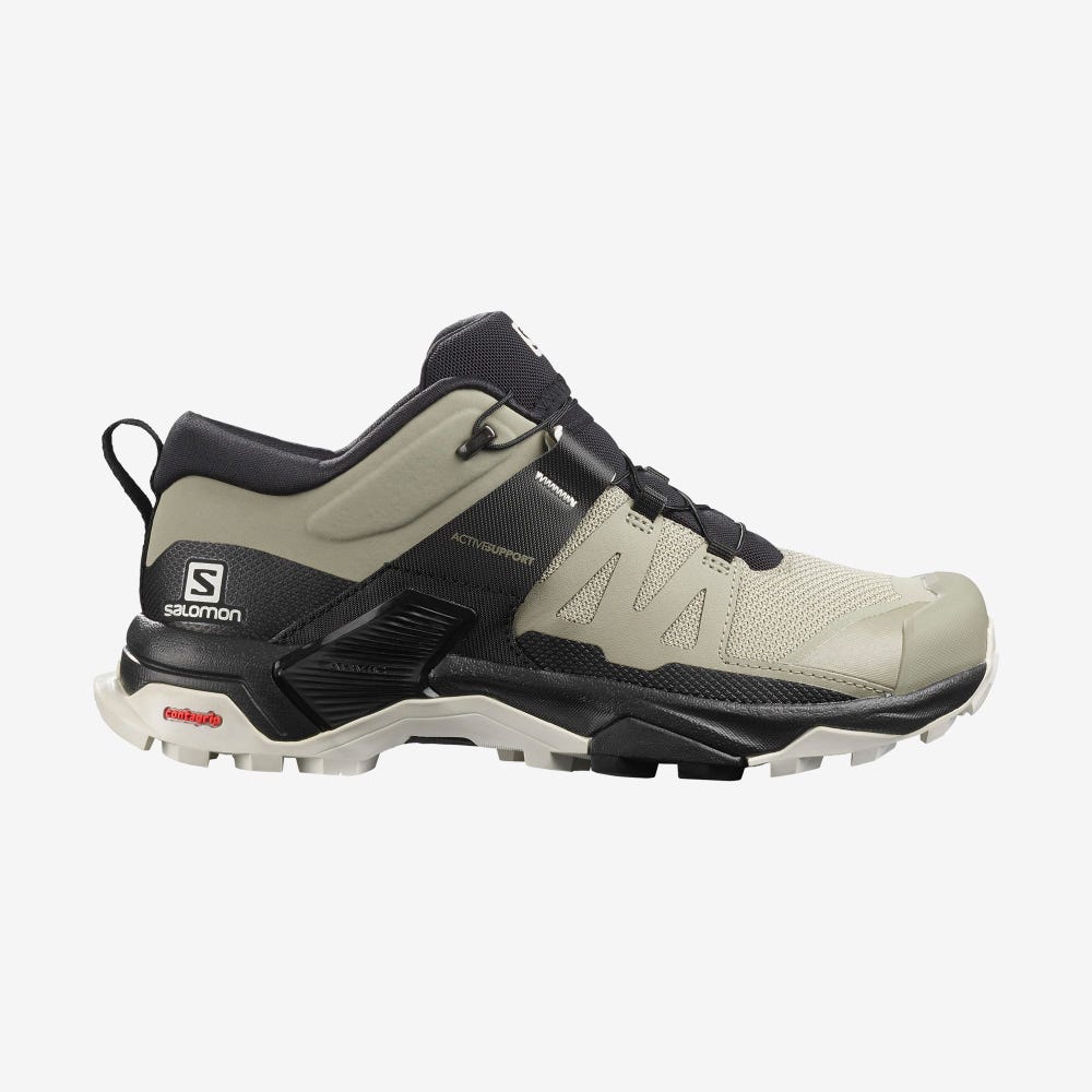 Women\'s Salomon X ULTRA 4 Hiking Shoes Olive/Black | WUKO-42607