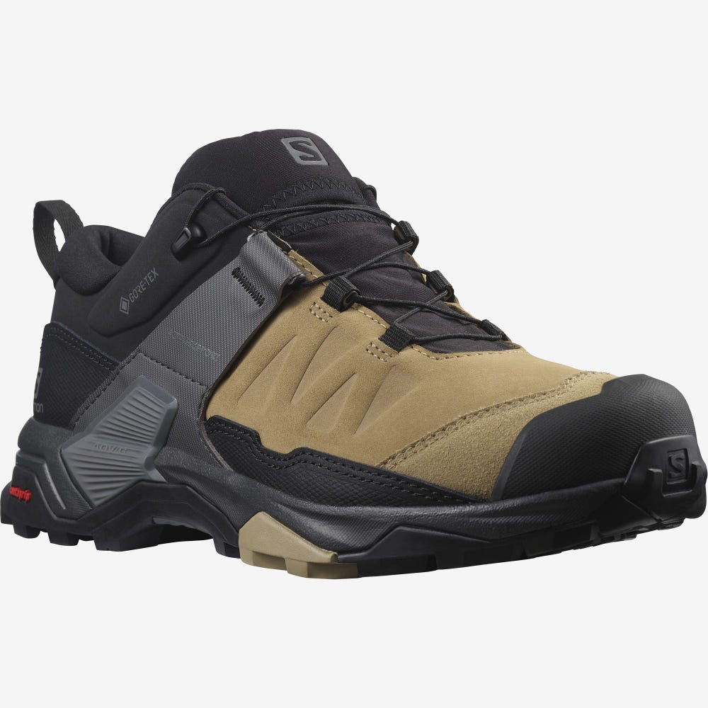 Women's Salomon X ULTRA 4 LEATHER GORE-TEX Hiking Shoes Brown/Black | RLGV-08296