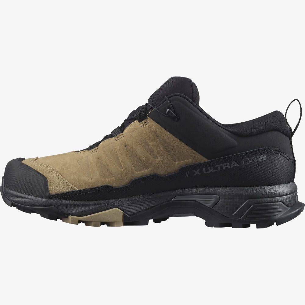 Women's Salomon X ULTRA 4 LEATHER GORE-TEX Hiking Shoes Brown/Black | RLGV-08296