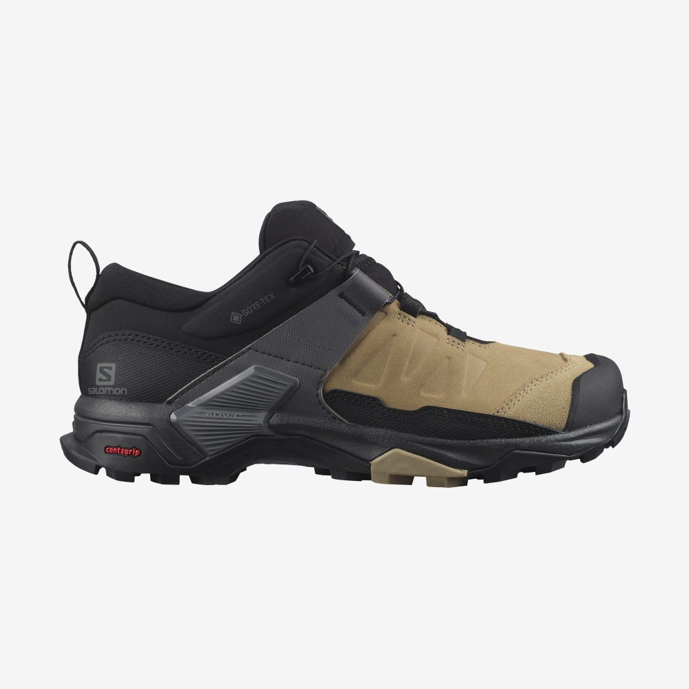 Women\'s Salomon X ULTRA 4 LEATHER GORE-TEX Hiking Shoes Brown/Black | RLGV-08296