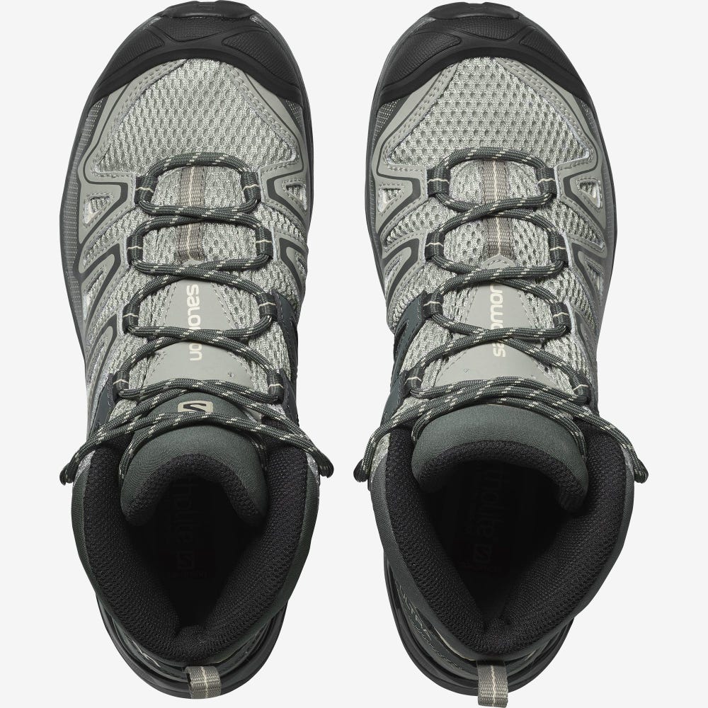 Women's Salomon X ULTRA MID 3 AERO Hiking Boots Grey/Brown | OYEW-34157
