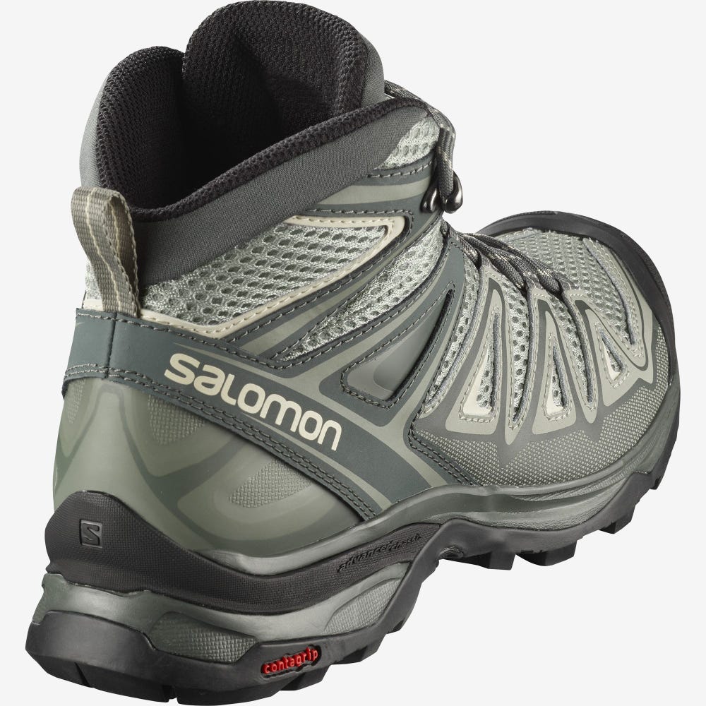 Women's Salomon X ULTRA MID 3 AERO Hiking Boots Grey/Brown | OYEW-34157