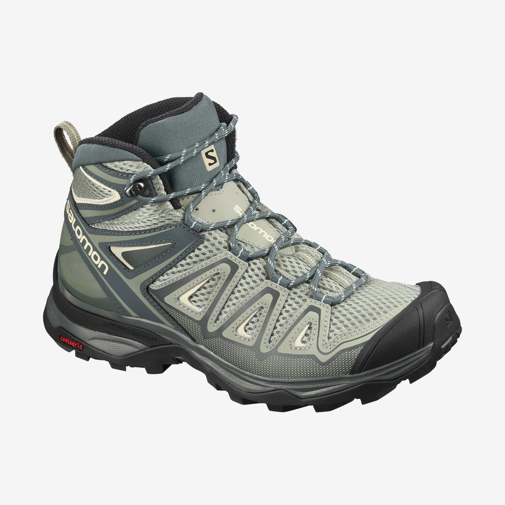 Women\'s Salomon X ULTRA MID 3 AERO Hiking Boots Grey/Brown | OYEW-34157