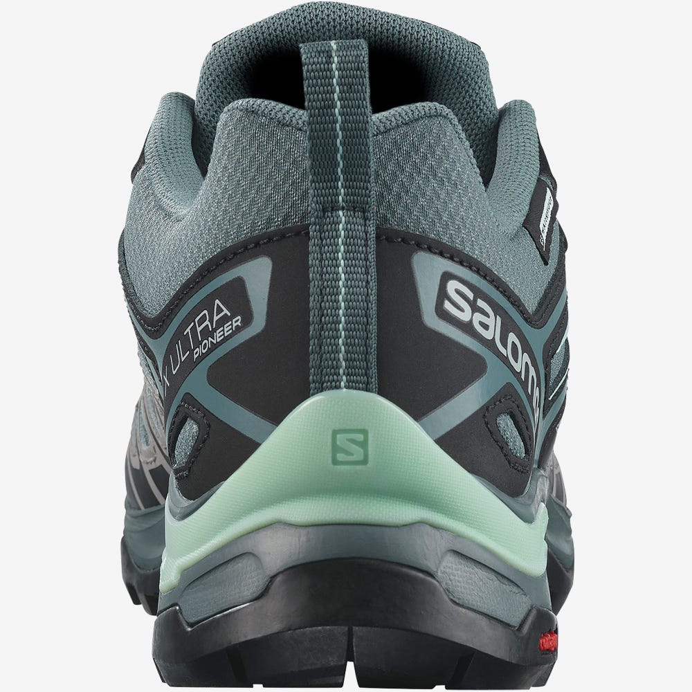 Women's Salomon X ULTRA PIONEER CLIMASALOMON™ WATERPROOF Hiking Shoes Grey/Green | XYBD-91237